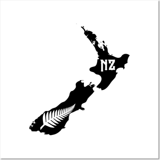 New Zealand all black map Posters and Art